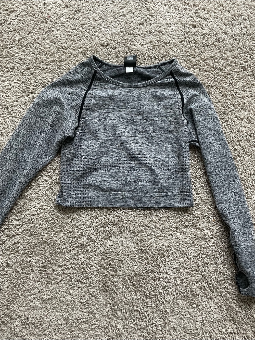 Pink Women’s Long Sleeve Heathered Grey Cropped Top